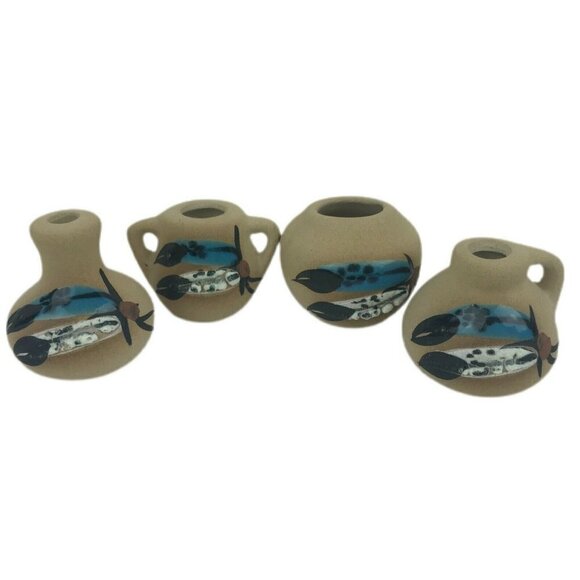 Mini 1.5" Clay Pottery Vases Jugs Lot 4 Native American Southwestern Doll House - Picture 1 of 11